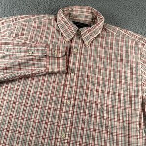 CC Filson Co Shirt Mens M Plaid Button Down Cotton Red Gray Long Sleeve Casual